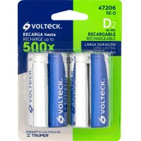 2 Pilas Recargables D Larga Duración 4000mah Volteck