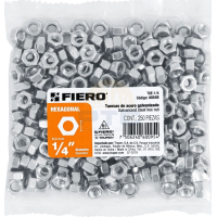 Tuercas Hexagonales 1/4'' Bolsa x 250 Fiero TUE-1/4
