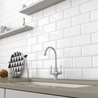 Cerámica Pared Ladrillo 10x20cm Blanco Brillo Ceral