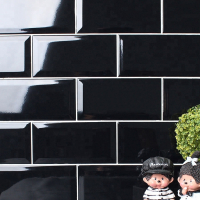 Cerámica Pared Ladrillo 10x20cm Negro Brillo Ceral