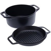 Olla Hierro Curado 5,7lt Tapa Doble Uso Victoria