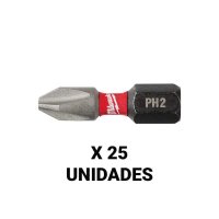 Puntas Phillips PH2 (Bolsa) 25Pz. Cortas 1'' Milwaukee 48-32-4712