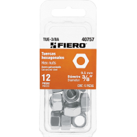 Tuercas Hexagonales 3/8'' Blister x 12 Fiero TUE-3/8A