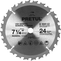 Sierra Circular Widea Para Madera 7 1/4'' 24d Pretul ST-724P