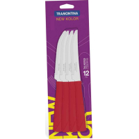 Juego 12 Cuchillos Asado Tramontina New Kolor Rojo 23160/974