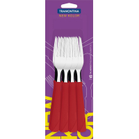 Juego 12 Tenedores De Mesa Tramontina New Kolor Rojo 23162/970