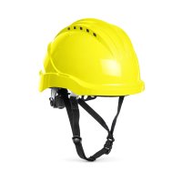 Casco trab.altura Amarillo fluo Barb.4ptos "CLIMAX" CURRO