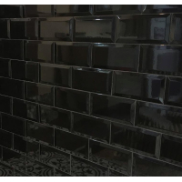 Cerámica Pared Ladrillo Biselado 10x20cm Negro Brillante Ribesalbes
