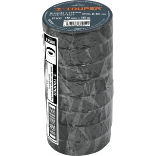 Cinta Eléctrica Aisladora 19mm Negra Truper x 8