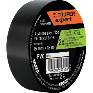 Cinta Eléctrica Aisladora 19mm Negra Truper Expert x 8