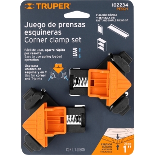 Juego 2 Prensas Carpintero Esquinera 1'' Truper PESQ-1