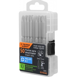 Puntas Destornillador Phillips Largas PH2 x 50mm Truper