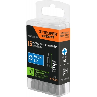 Puntas Destornillador Phillips Largas PH2 x 50mm Truper