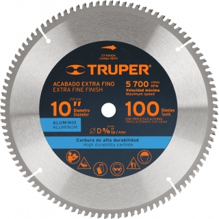 Disco Corte Aluminio 10'' 100 Dientes Truper ST-10100A