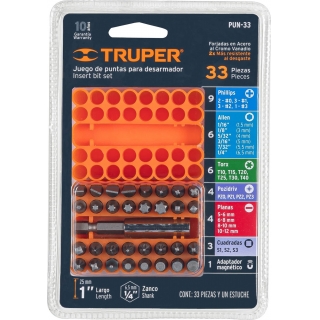 Juego 33 Puntas Destornillador Truper PUN-33