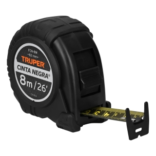 Cinta Métrica Negra Extra Ancha 8mt Truper FCN-8M
