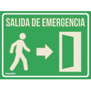 Cartel Letrero Salida De Emergencia Luminiscente Truper