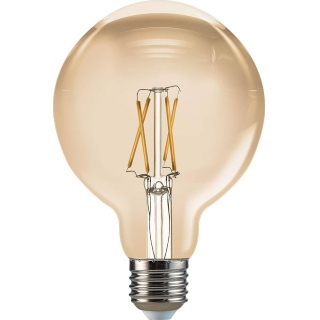 Lámpara Filamento Led Ámbar Globo 3w Vintage Luz Cálida E27