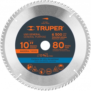 Disco Sierra Circular 10'' Madera Truper ST-1080