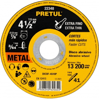 Disco Corte Metal Acero 115mm x 1mm Pretul