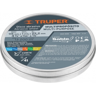 Disco Corte Multimaterial 115 x 1mm Truper Estuche 10u