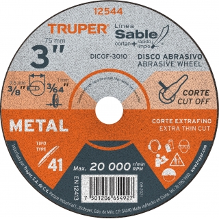 Disco Corte Metal 75mm Amoladora Neumática Truper