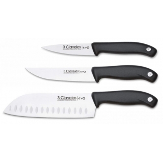 Set 3 Cuchillos Cocinero Verduras Santoku Evo 3 Claveles