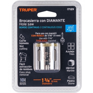 Sierra Copa Diamantada 1 3/8'' Truper COAZ-1-3/8