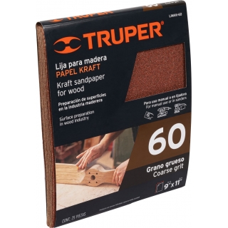 Lija Para Madera Grano 60 Grueso Papel Kraft Truper