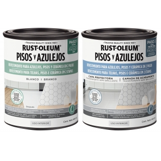 Kit Pintura + Protector Pisos Azulejos Blanco Rust Oleum