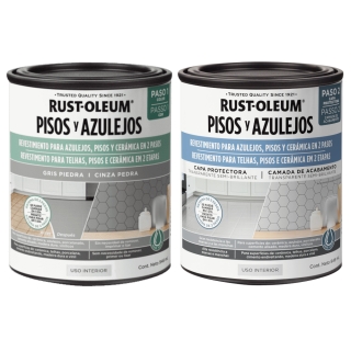 Kit Pintura + Protector Pisos Azulejos Gris Rust Oleum
