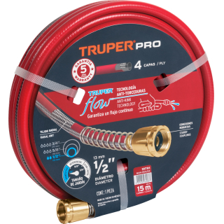 Manguera Super Reforzada 4 Capas 1/2" 15mt Truper