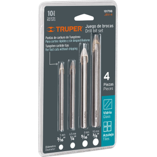 Juego 4 Mechas Para Vidrio Azulejo Truper JBVI-4 