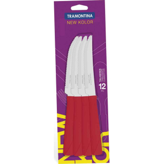 Juego 12 Cuchillos Asado Tramontina New Kolor Rojo
