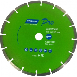 Disco Diamantado Segmentado 9'' Concreto Norton Pro