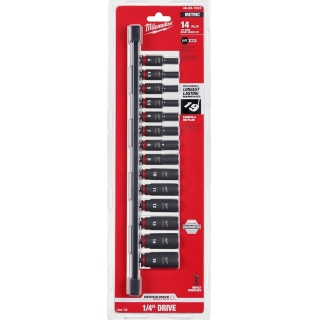 Kit 14 Dados Impacto Largos Hexagonal Milwaukee