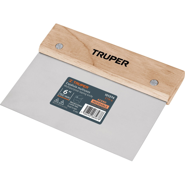 Espátula Rectangular Acero Inoxidable 6'' Truper ETR-6