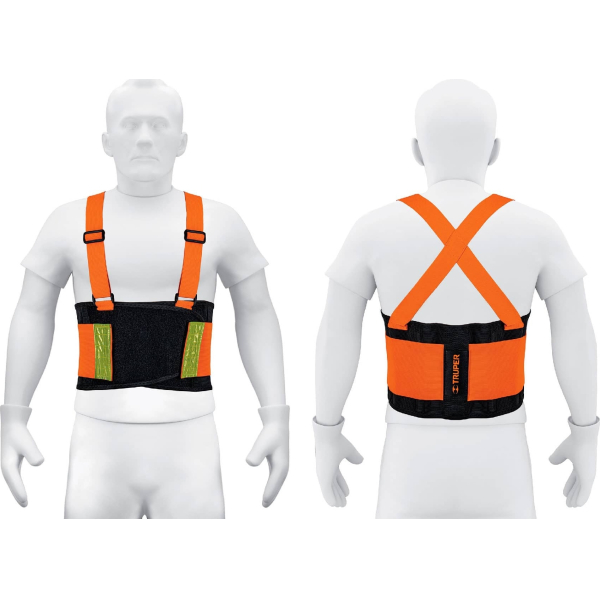 Faja Lumbar 4 Varillas Con Tiradores Naranja Talle L Truper FAJA-LN