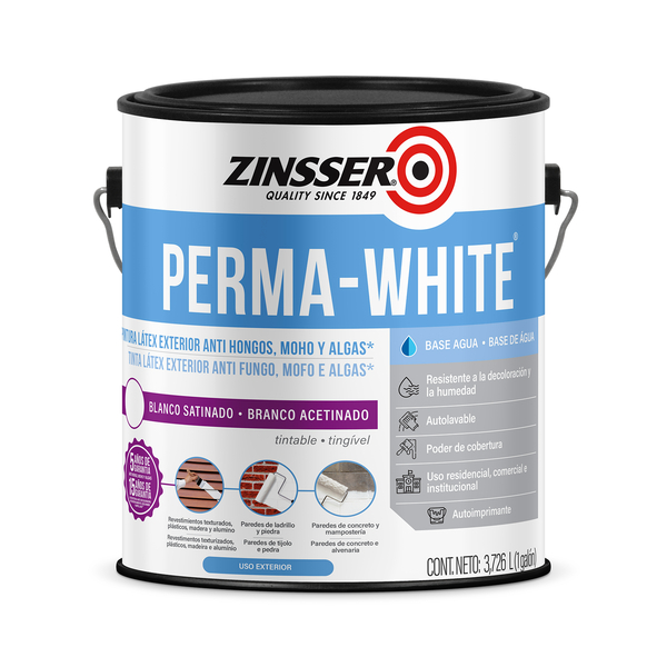 Pintura Látex Exterior Semi Brillo PERMA WHITE Zinsser 3,785lt