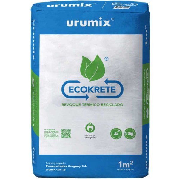 Revoque Térmico Premezclado Reciclado Urumix Ecokrete 25 kg