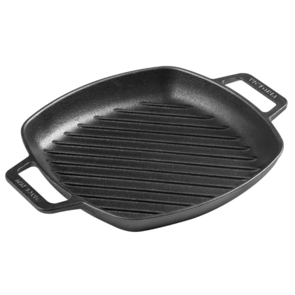Sartén Grill Cuadrado Hierro Curado 2 Asas Victoria 33699