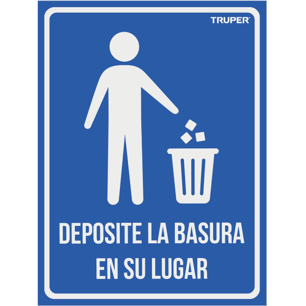Cartel de señalización 'Deposite la basura en su lugar' Truper 28 x 21 cm