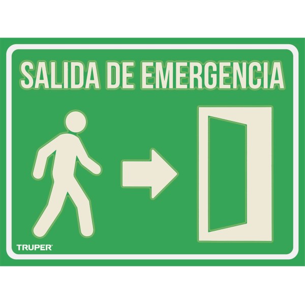 Cartel salida de emergencia luminiscente Truper 28 x 21 cm
