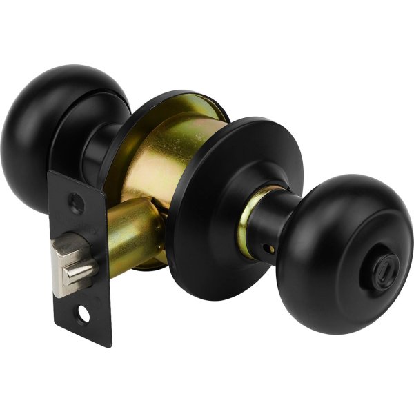 Cerradura De Pomo Oval Llave Y Botón Negro Hermex CEPO-62R