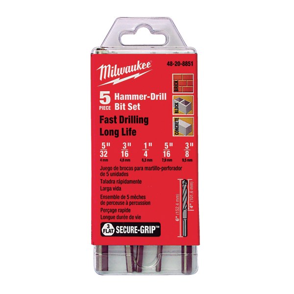Kit 5 Mechas Mampostería 5/32'' A 3/8'' Milwaukee 48-20-8851