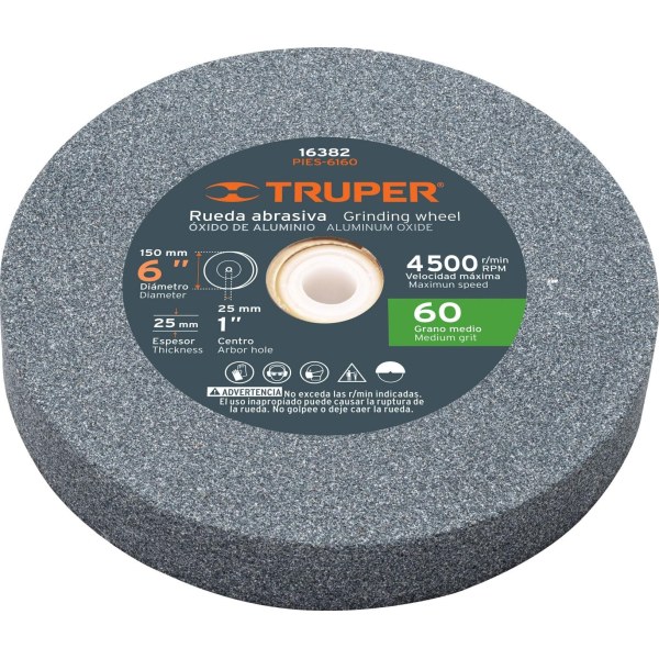 Rueda Recta Amolar 6'' Grano 60 Truper PIES-6160