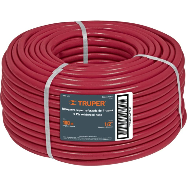Manguera Super Reforzada 4 Capas 1/2'' 100mt Truper