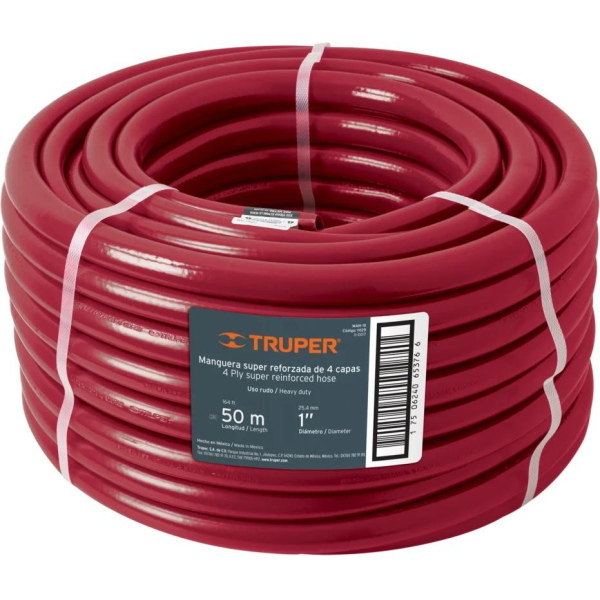 Manguera Super Reforzada 4 Capas 3/4'' 100mt Truper