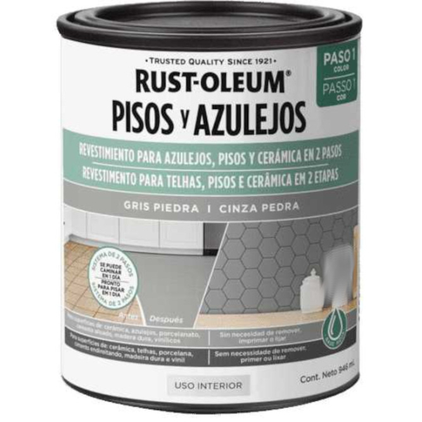Pintura Para Pisos y Azulejos Gris Piedra Rust Oleum 946ml