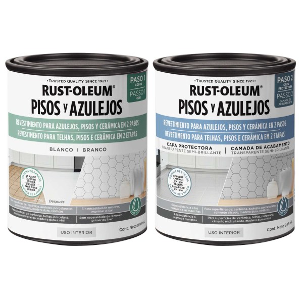Kit Pintura + Protector Pisos y Azulejos Blanco Rust Oleum